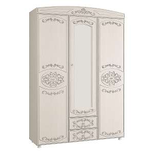 Шкаф трехдверный комбинированный с зеркалом Каролина