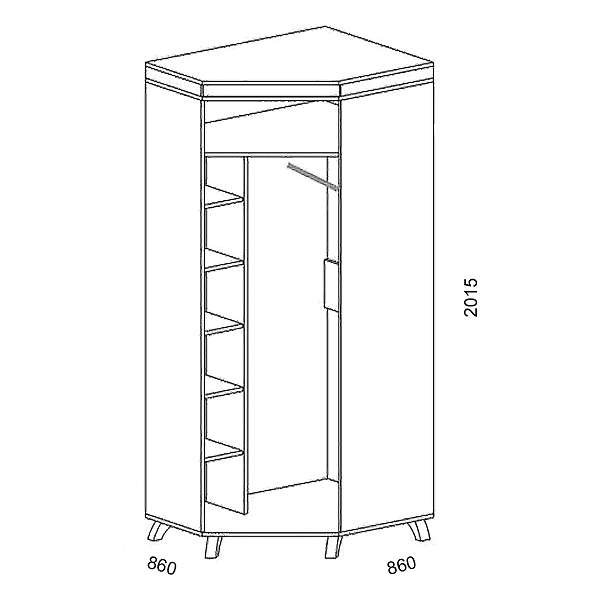 Купить шкаф для одежды орфей-11 "угловой" кмк 0364.4 - 41 523 руб.