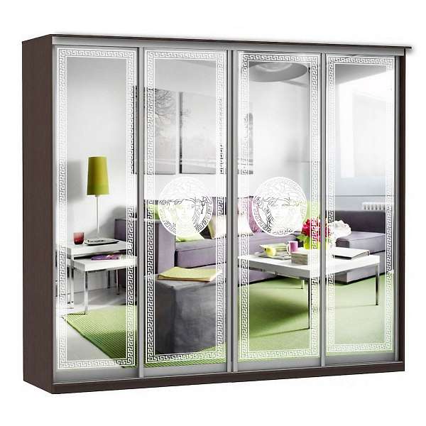 Купить шкаф-купе модерн 2362 (зеркало с пескоструем, 4 секции) - 56 221 руб.