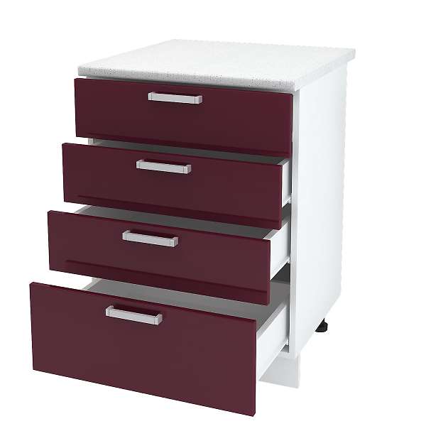 Купить шкаф напольный с четырьмя ящиками юлия шн4я 600 б/ст - 5 995 ₽