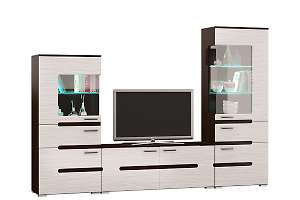 Набор мебели в гостиную Вика венге/белый страйп. Комплект