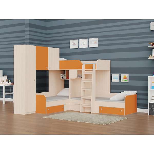 Купить кровать трехместная двухъярусная трио/1 - 45 400 руб.