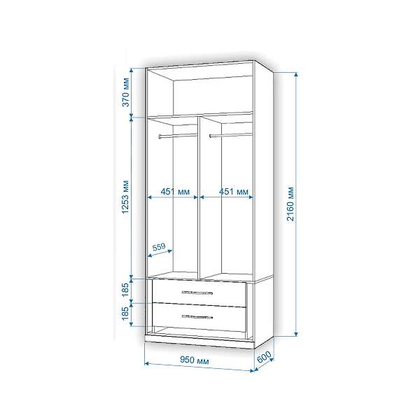Купить шкаф платяной пл-95-60 nobile - 30 990 ₽