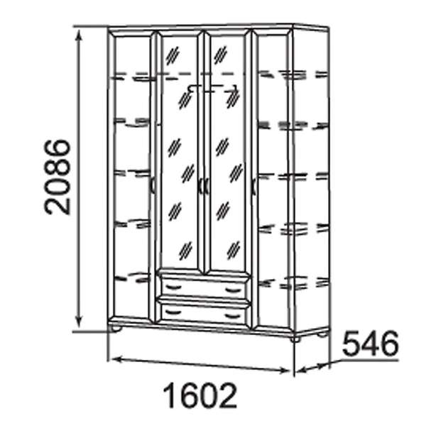 Купить шкаф для одежды 4-х дверный ника-люкс 19р - 35 336 руб.
