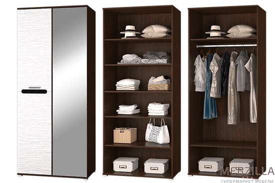Купить мишель шкаф 2-х дв.с зеркалом венге/белый страйп - 23 521 руб.