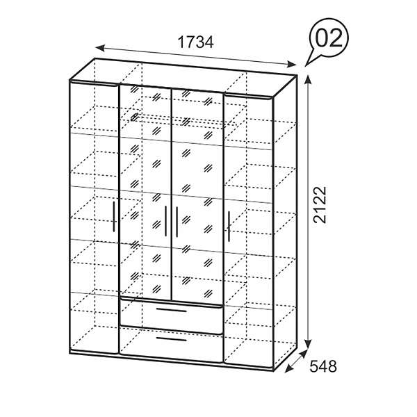 Купить шкаф для одежды с ящиками четырехдверный монреаль 2 - 56 891 руб.