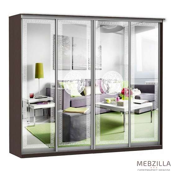 Купить шкаф-купе модерн 2362 (зеркало с пескоструем, 4 секции) - 56 221 руб.