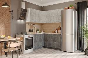 Кухня угловая Асти. Готовый комплект, бетон