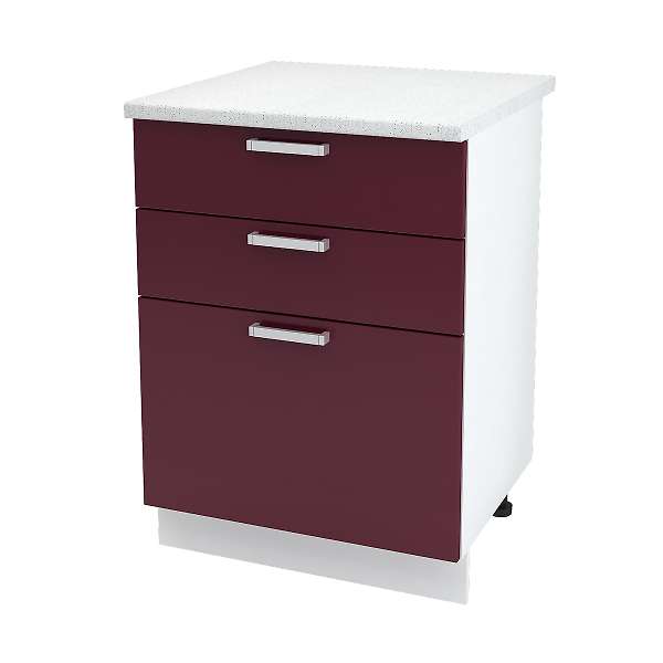 Купить шкаф напольный с тремя ящиками лира шн3я 600 б/ст - 5 244 ₽