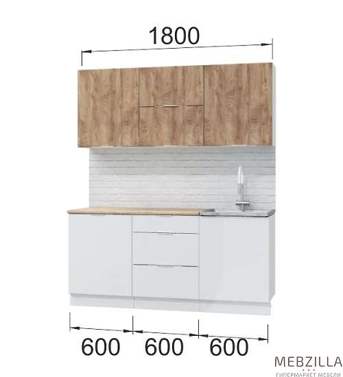 Купить кухня асти. готовый комплект 1,8 м, вайт - 40 780 руб.