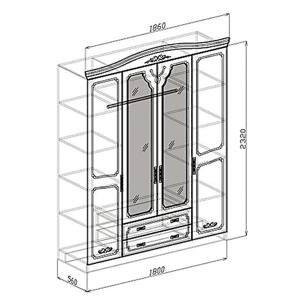 Купить шкаф четырехдверный ева - 37 606 руб.