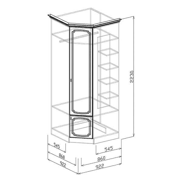 Купить шкаф угловой 18 диана мдф - 13 953 ₽