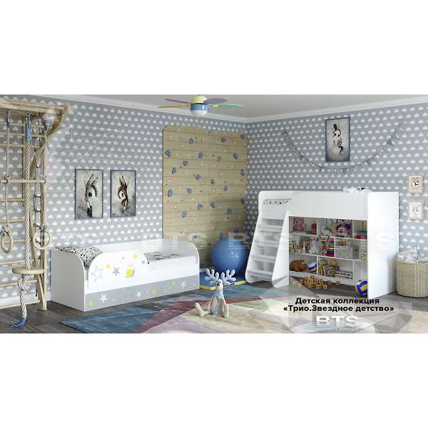 Купить кровать детская с подъемным механизмом трио крп-01 звездное детство - 12 761 руб.