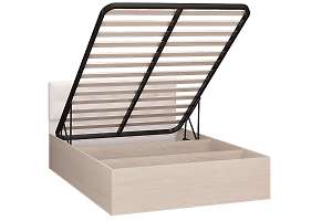 Кровать с подъемным механизмом Селена 160х200, дуб/экокожа белая