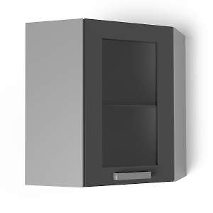 Шкаф навесной угловой 600х600 угол скошенный со стеклом Луксор УВС2