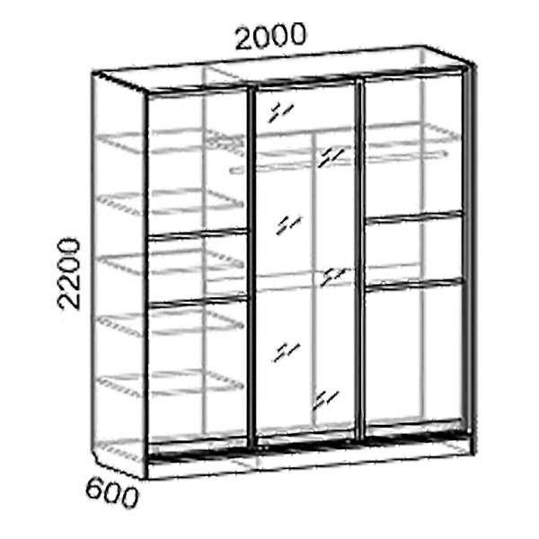 Купить шкаф-купе трехдверный кл3/60/2.0 люкс - 22 572 руб.