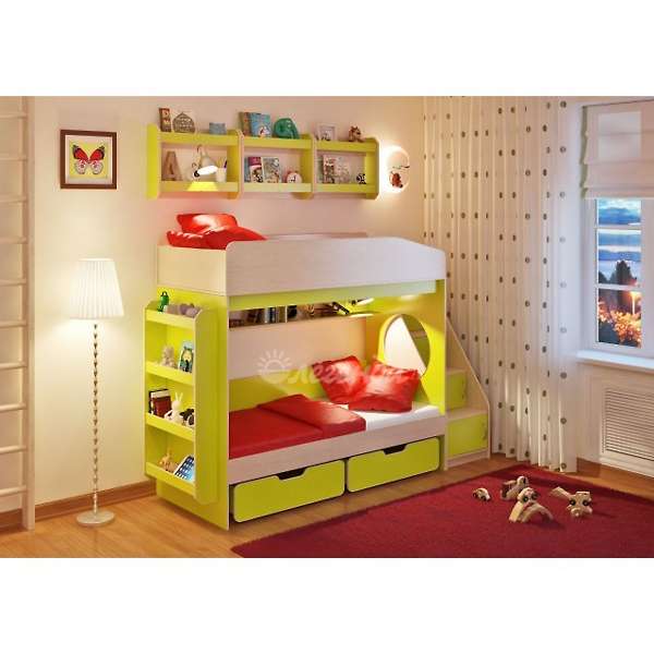 Купить кровать двухъярусная легенда 10.3 с полками - 35 760 ₽