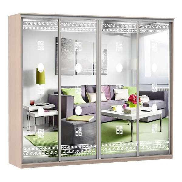 Купить шкаф-купе модерн 2362 (зеркало с пескоструем, 4 секции) - 56 221 руб.