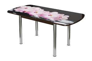 Стол кухонный раздвижной Бостон-3, розовая орхидея (опора брифинг)