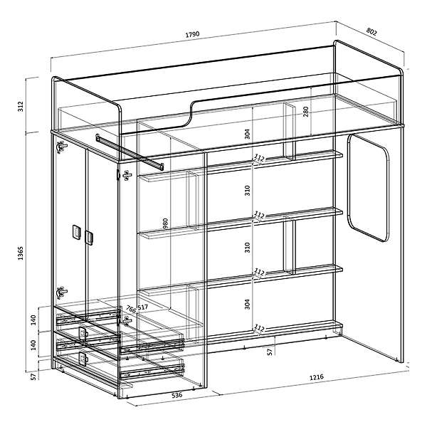Купить кровать-чердак легенда f603.1 - 30 450 руб.