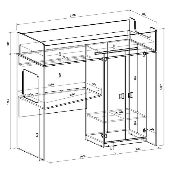 Купить кровать-чердак легенда а605.3 - 28 640 ₽