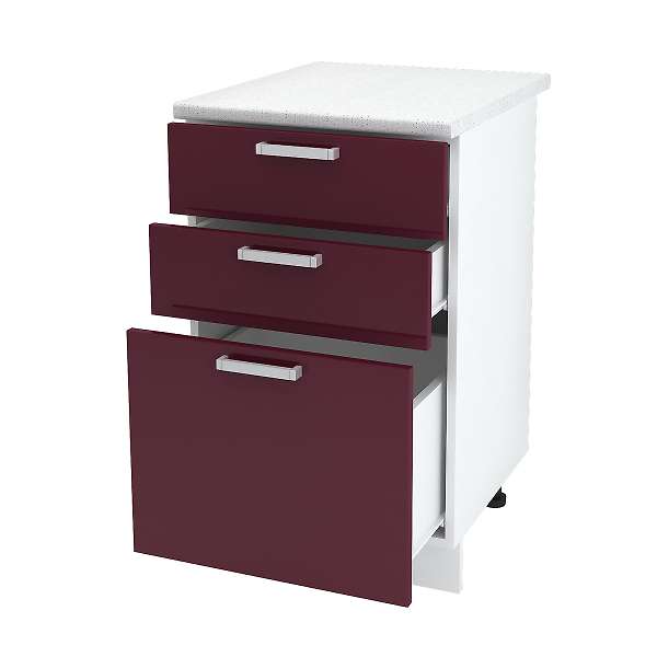 Купить шкаф напольный с тремя ящиками дина шн3я 500 б/ст - 4 303 ₽