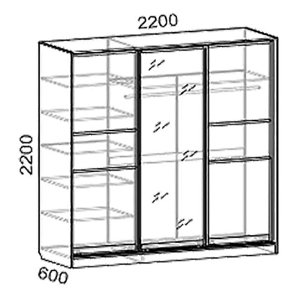 Купить шкаф-купе трехдверный кл3/60/2.2 люкс - 24 842 руб.