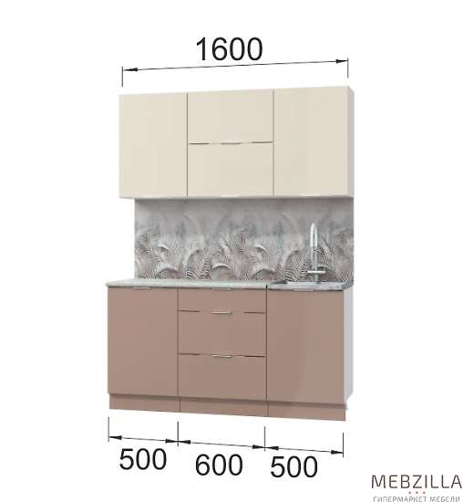 Купить кухня асти. готовый комплект 1,6 м, латте - 39 071 руб.