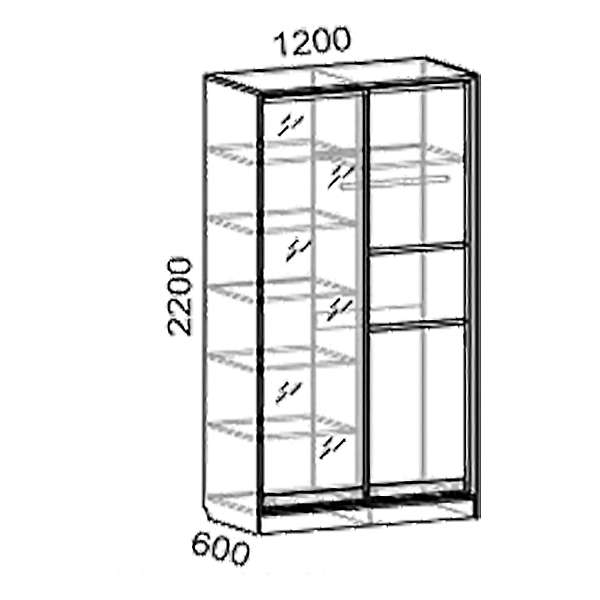 Купить шкаф-купе двухдверный кл2/60/1.2 люкс - 15 960 руб.