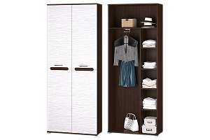 Мишель Шкаф 2-хдв. для платья и бельяс выдвижной штангойвенге/белый страйп