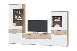 Стенка в гостиную в современном стиле Вегас, белый