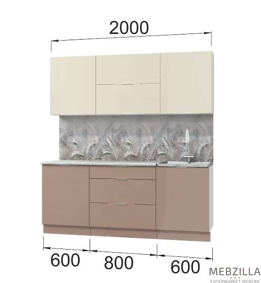 Купить кухня асти. готовый комплект 2,0 м, латте - 42 429 руб.