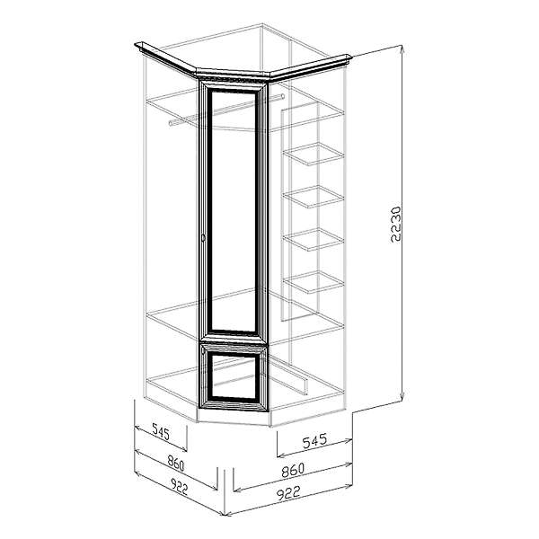 Купить шкаф угловой 18 диана люкс - 13 421 ₽