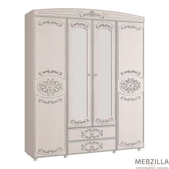 Купить шкаф четырехдверный комбинированный с зеркалом каролина - 28 749 руб.