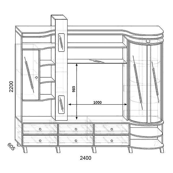 Купить шкаф комбинированный с витриной орфей-11 п кмк 0364.2 - 79 955 руб.