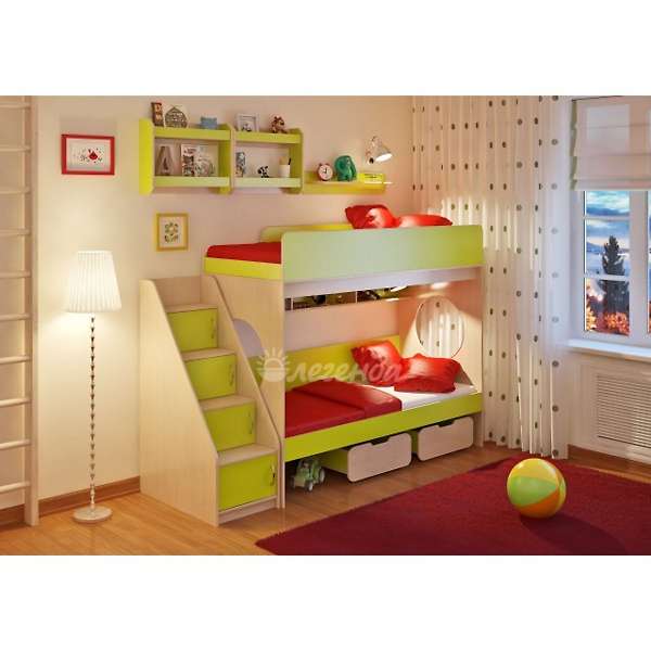 Купить кровать двухъярусная 7.3 легенда с полками - 33 160 ₽