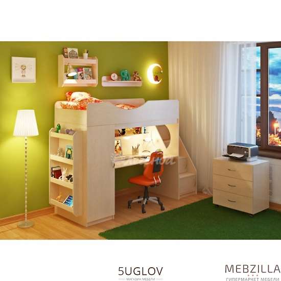 Купить кровать-чердак легенда 9.4 с полками - 38 390 ₽