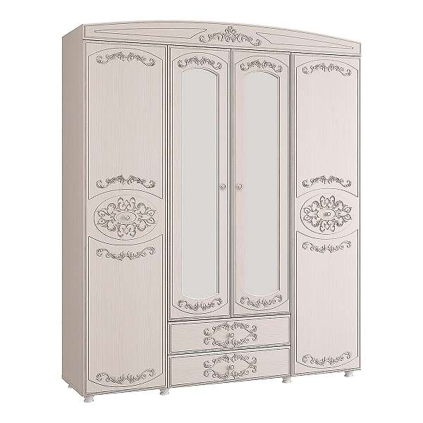 Купить шкаф четырехдверный комбинированный с зеркалом каролина - 28 749 руб.