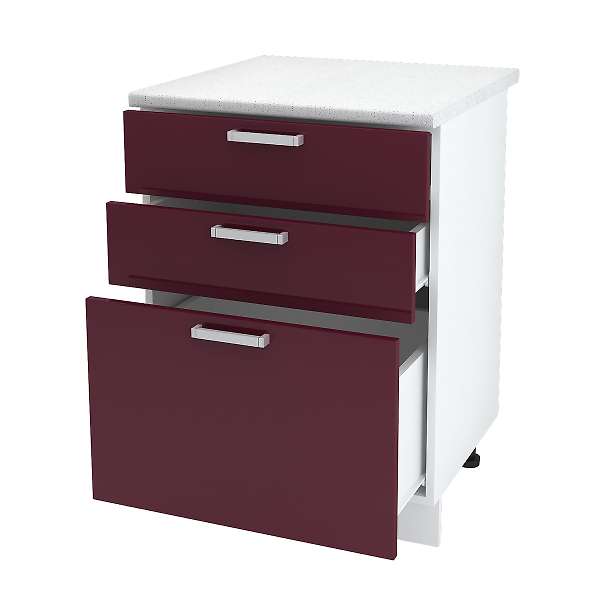 Купить шкаф напольный с тремя ящиками лира шн3я 600 б/ст - 5 244 ₽