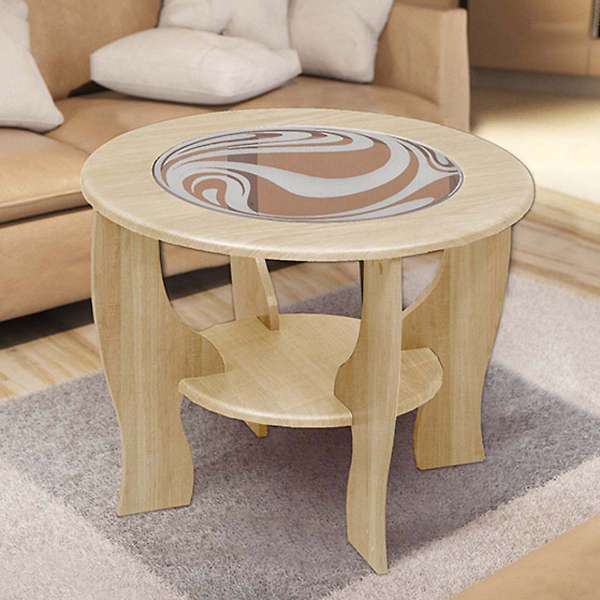 Купить стол журнальный со вставкой из стекла круглый - 6 360 руб.