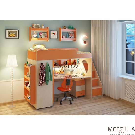 Купить кровать-чердак легенда 4.3 с полками - 37 700 ₽