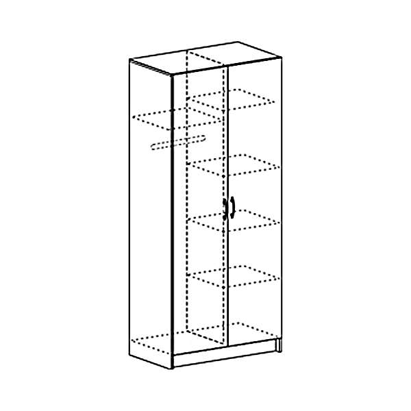Купить шкаф 2-х створчатый (с перегородкой, штангой и полками) бася шк 556 - 9 365 руб.