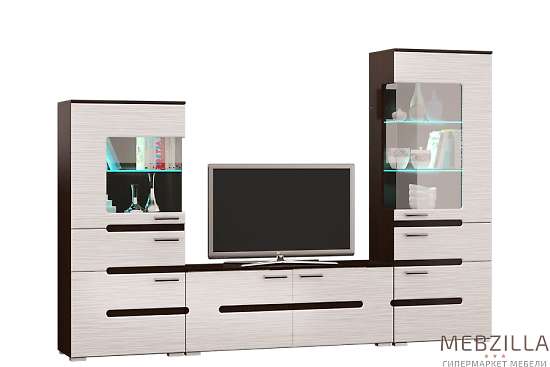 Купить набор мебели в гостиную вика венге/белый страйп. комплект - 41 298 руб.