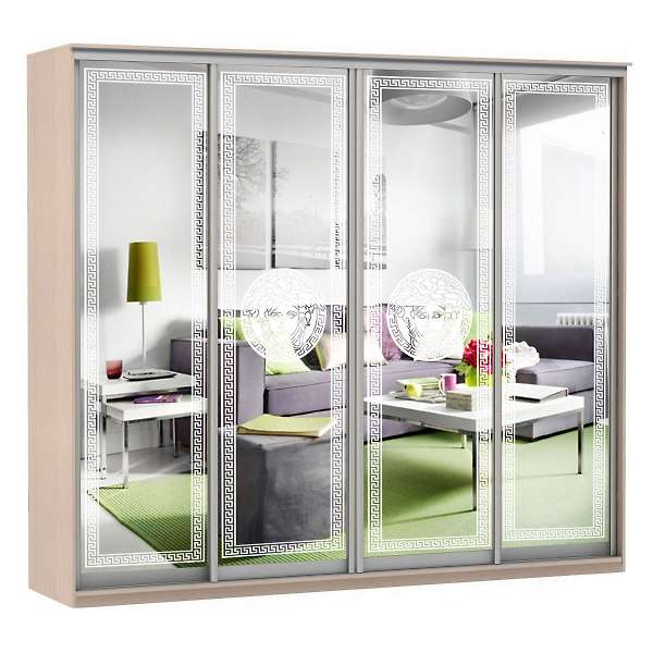 Купить шкаф-купе модерн 2362 (зеркало с пескоструем, 4 секции) - 56 221 руб.