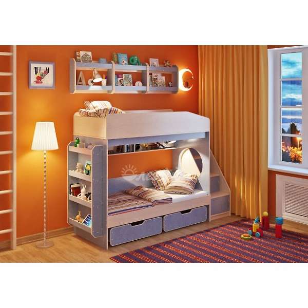Купить кровать двухъярусная легенда 10.3 с полками - 35 760 ₽