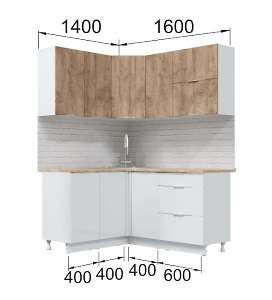 Кухня угловая Асти. Готовый комплект, вайт