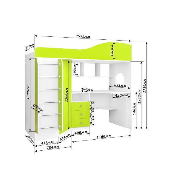 Купить кровать-чердак кадет 1 с металлической лестницей - 31 100 руб.