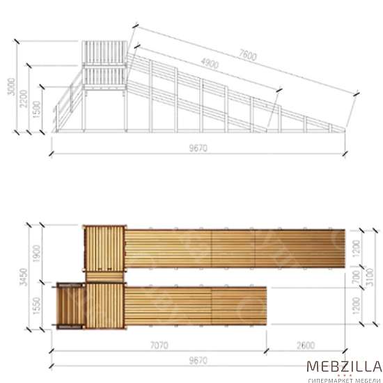 Купить зимняя деревянная горка савушка зима wood 7 - 243 000 руб.