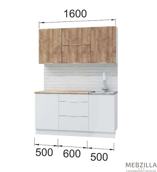 Купить кухня асти. готовый комплект 1,6 м, вайт - 39 071 руб.