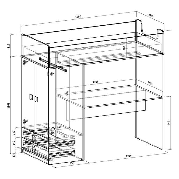 Купить кровать-чердак легенда f608.3 - 35 130 руб.